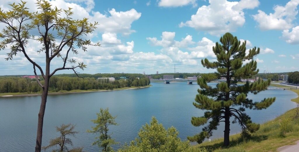 vista cénica para o lago